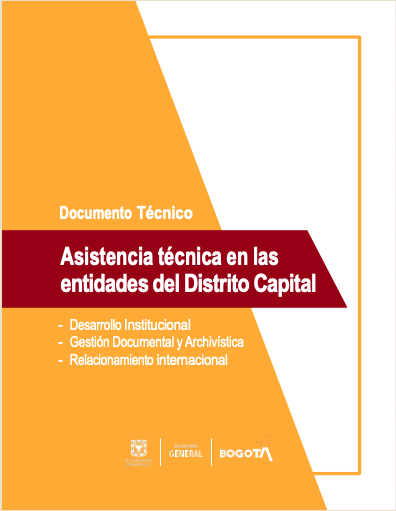 Portada del Documento Técnico de Asistencia Técnica a las entidades del Distrito Capital Versión 1