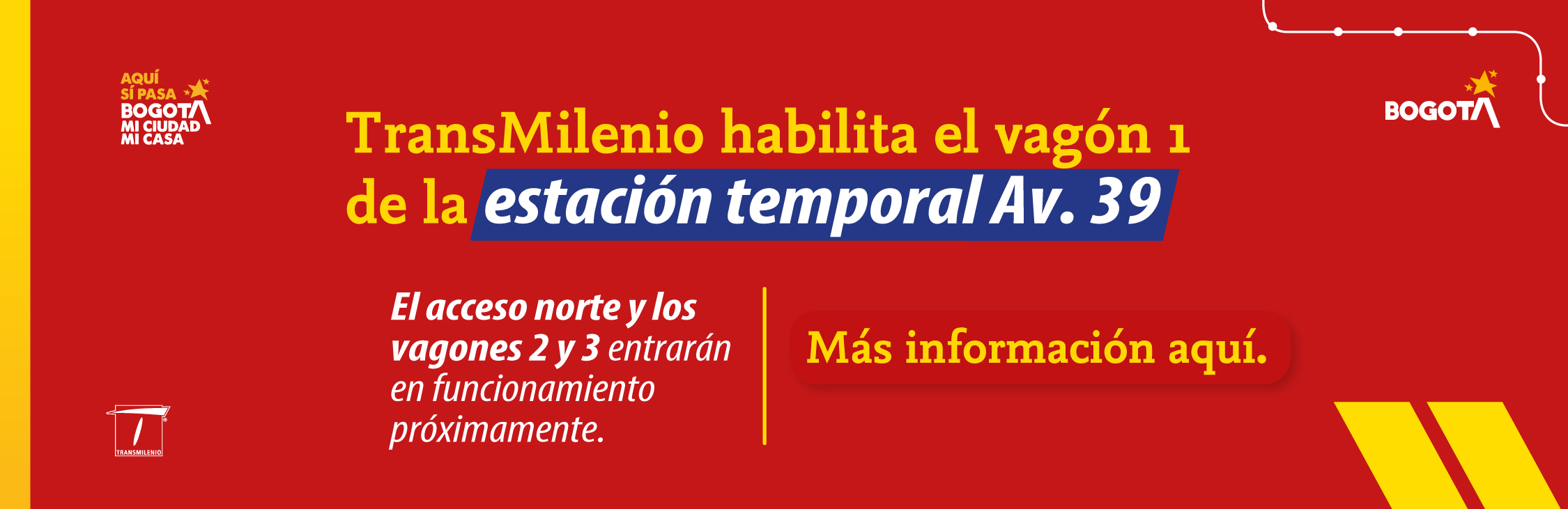 Entra en operación el vagón 1 de la estación temporal Av. 39
