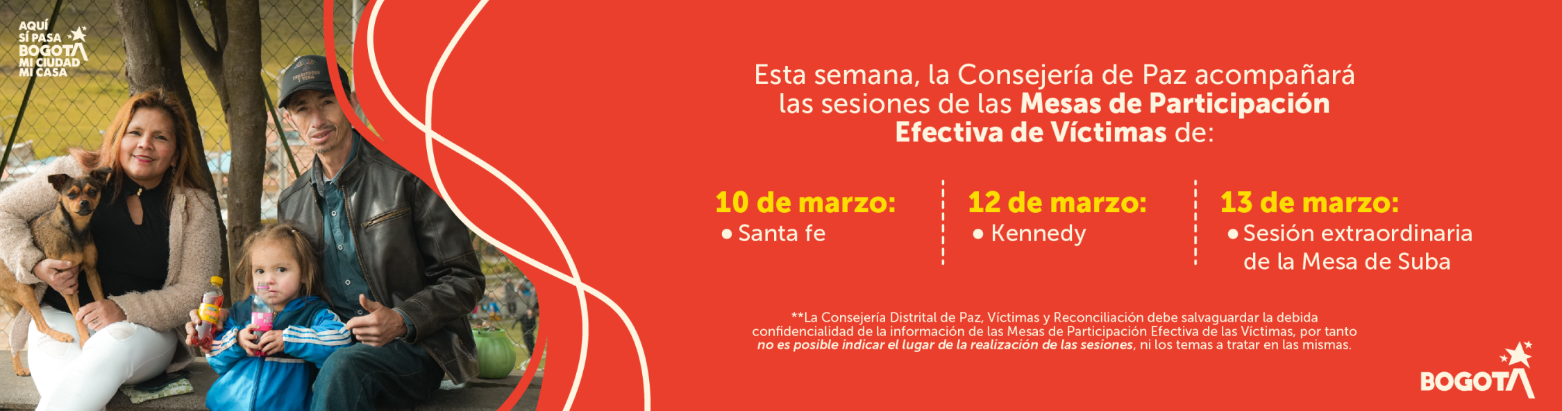 Se realizan las sesiones de las Mesas de Participación Efectiva de Víctimas, dando cumplimiento a lo establecido en el protocolo de participación efectiva de víctimas del conflicto armado en Bogotá.