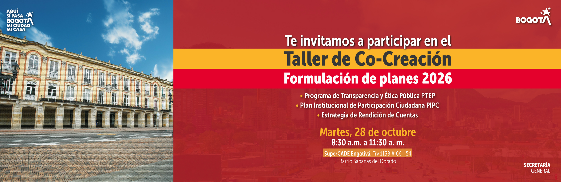 Invitación Taller de Co- creación planes 2026 Secretaría General 28 de octubre de 2025