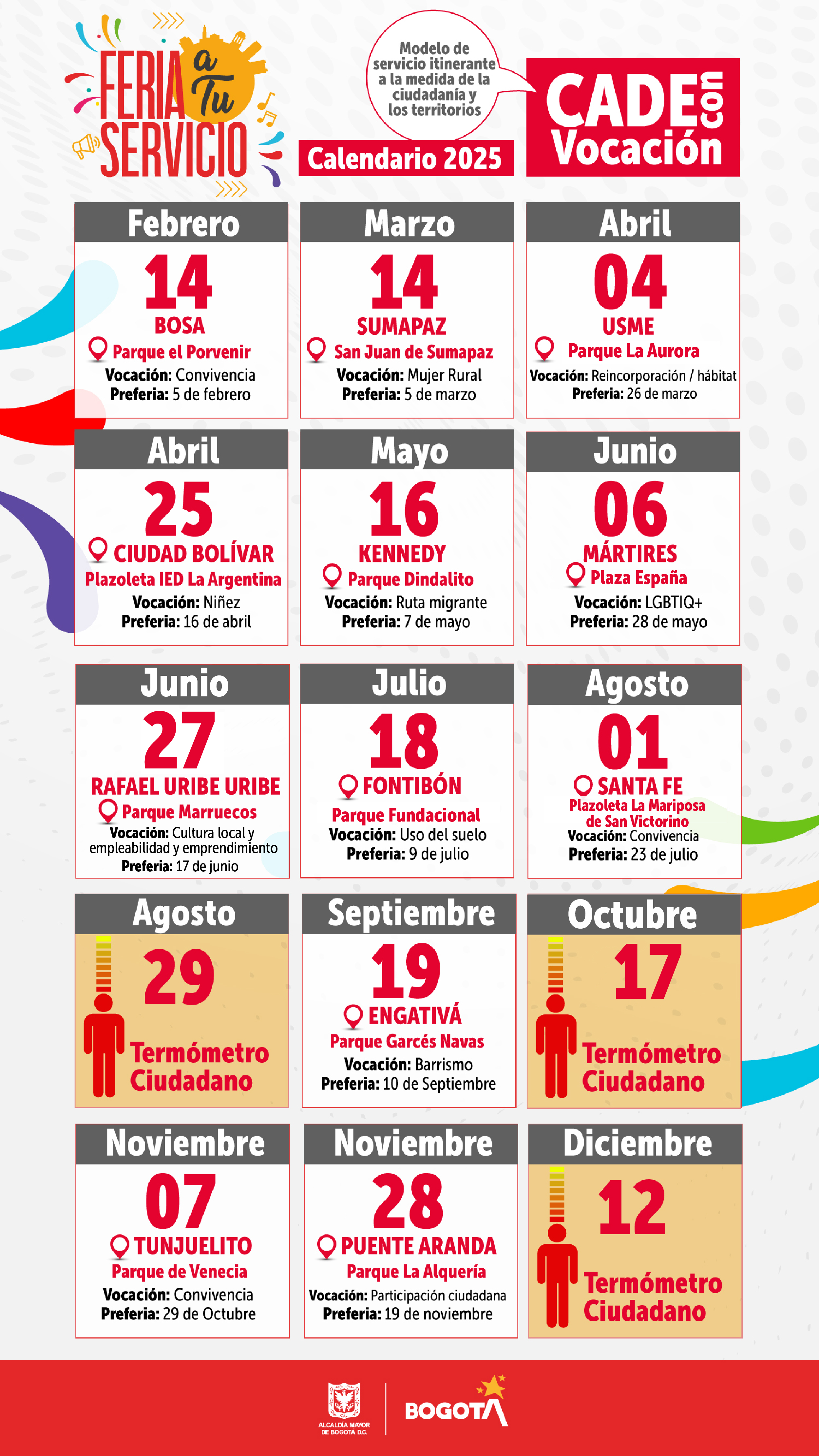Calendario feria a tu servicio 2025