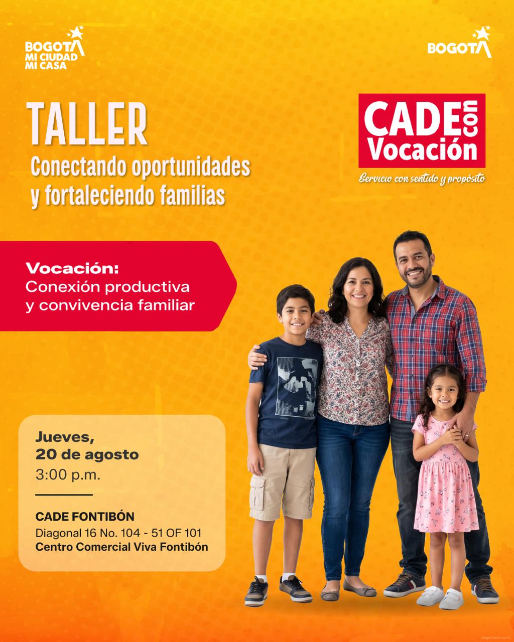 taller CADE con Vocación realizado el 20 de agosto a las 3:00 pm centro comercial Viva Fontibón