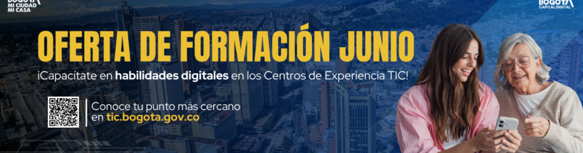 Oferta de Formación en los Centros de Experiencia TIC, en el marco de la estrategia Bogotá Capital Digital del 11 al 26 de junio de 2026.