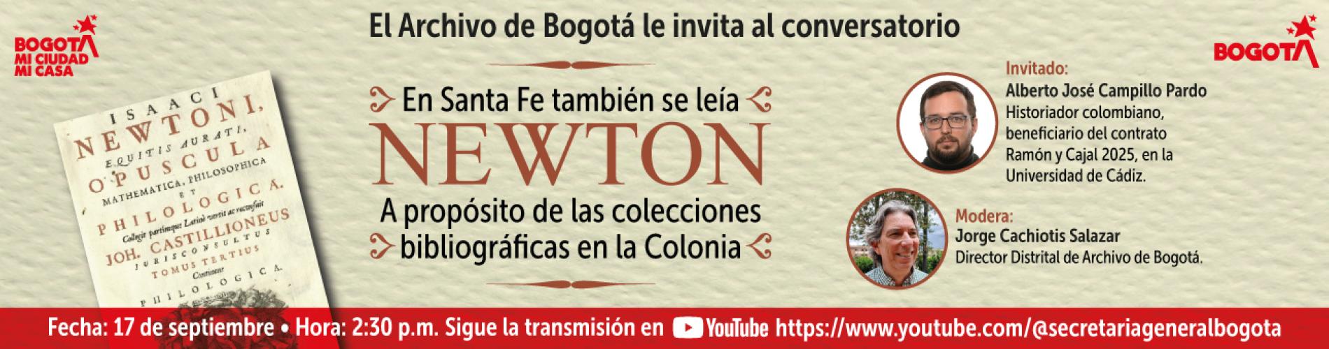 Pieza gráfica de divulgación del conversatorio 'En Santa Fe también se leía a Newton'