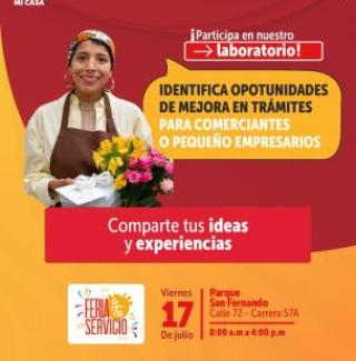 laboratorio de mejora de tramites parque San Fernando calle72 - carrera 57a de 8 a 4 pm